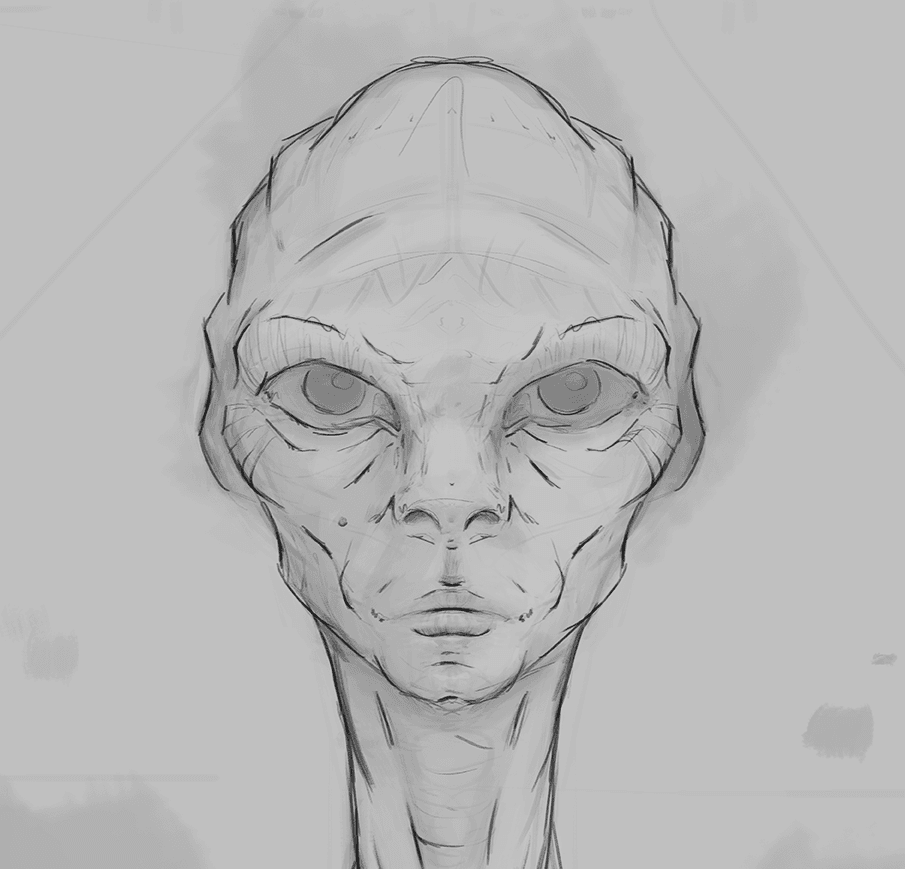 Speculative future-human character portrait